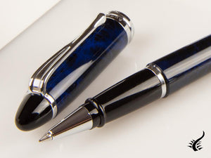 Aurora Ipsilon Blue Night Rollerball pen, Lacquer, Chrome Trim, Blue, B73-CB