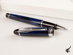 Aurora Ipsilon Blue Night Rollerball pen, Lacquer, Chrome Trim, Blue, B73-CB