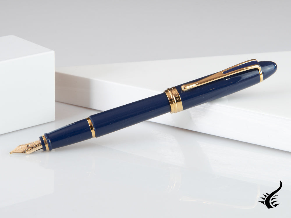 Aurora Ipsilon De Luxe Fountain Pen Blue Resin B12B