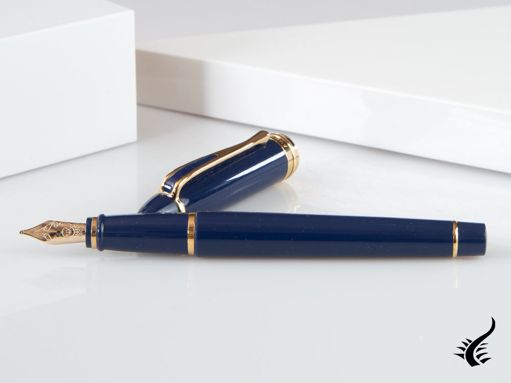 Aurora Ipsilon De Luxe Fountain Pen Blue Resin B12B