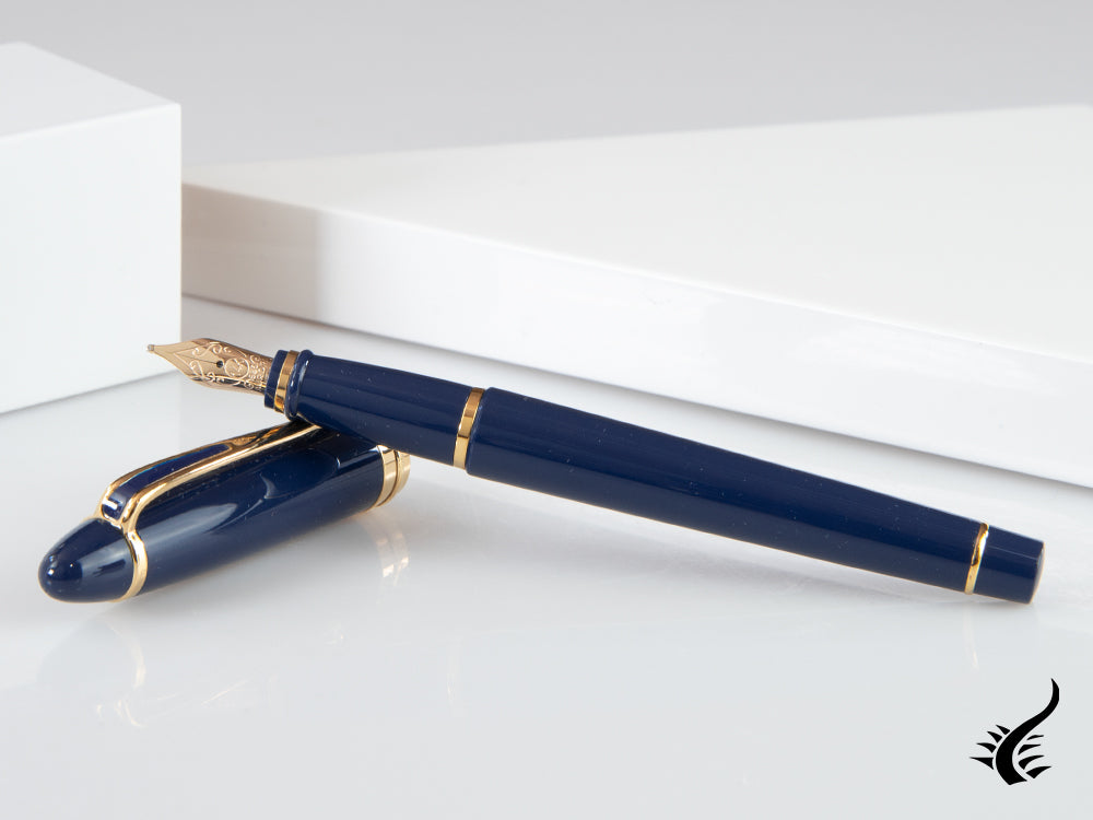 Aurora Ipsilon De Luxe Fountain Pen Blue Resin B12B