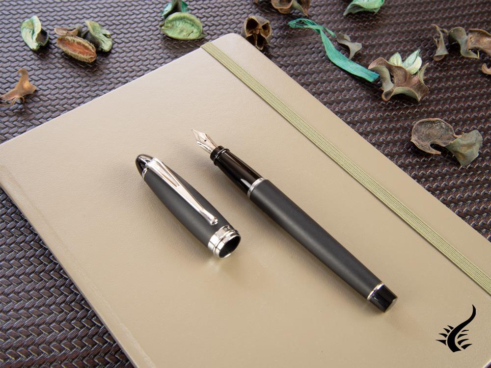 Aurora Ipsilon Fountain Pen, Black Resin, Chrome trim, B10N