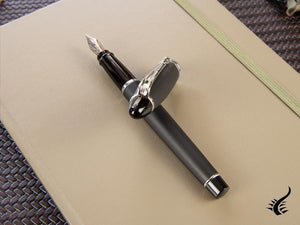 Aurora Ipsilon Fountain Pen, Black Resin, Chrome trim, B10N