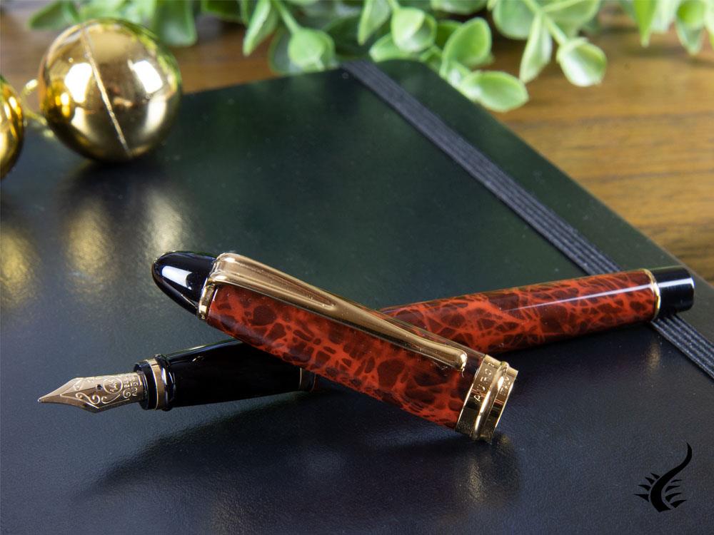 Aurora Ipsilon Fountain Pen, Brown marbled tortoise, Gold trim, B13T