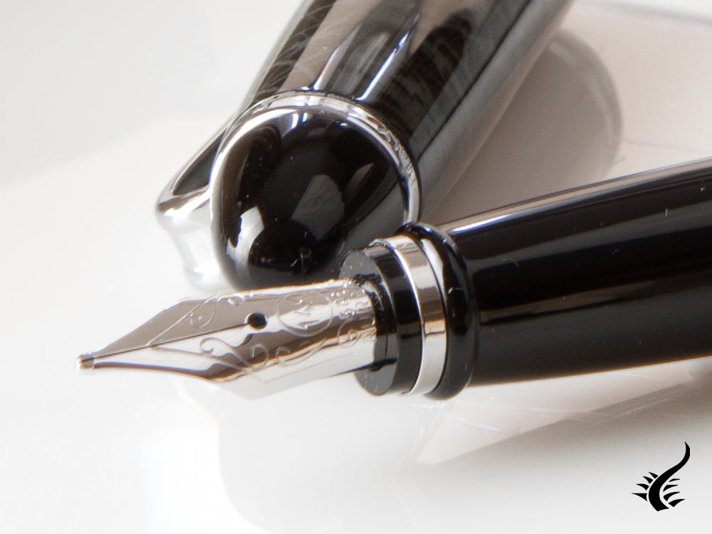 Aurora Ipsilon Fountain Pen, Grey resin, Chrome trim, b13CG