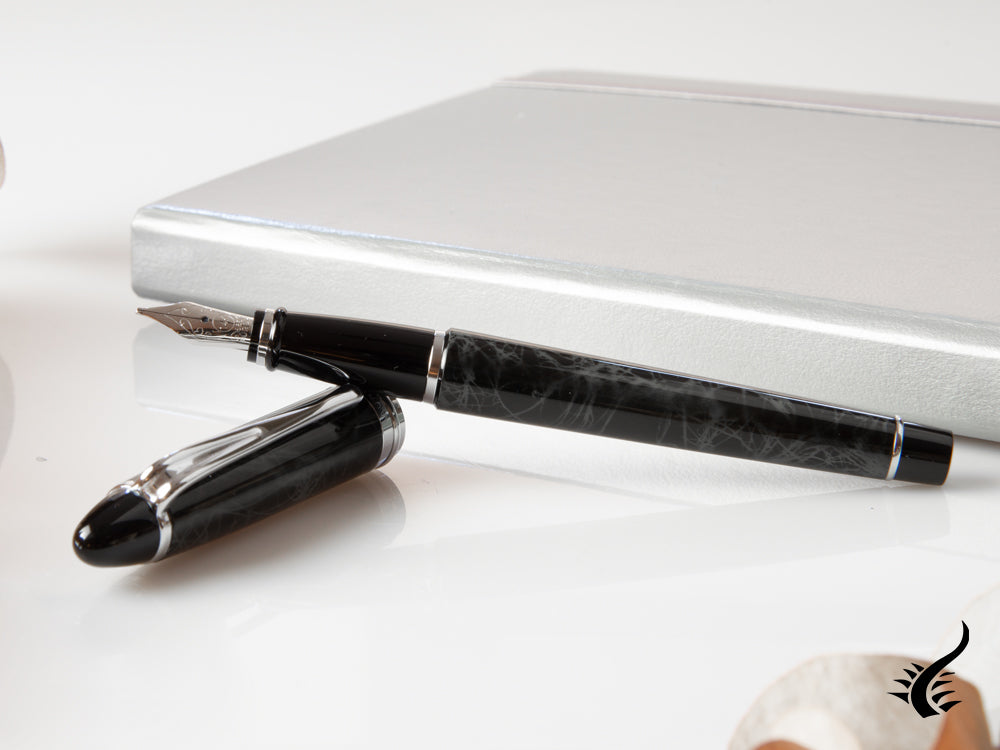 Aurora Ipsilon Fountain Pen, Grey resin, Chrome trim, b13CG