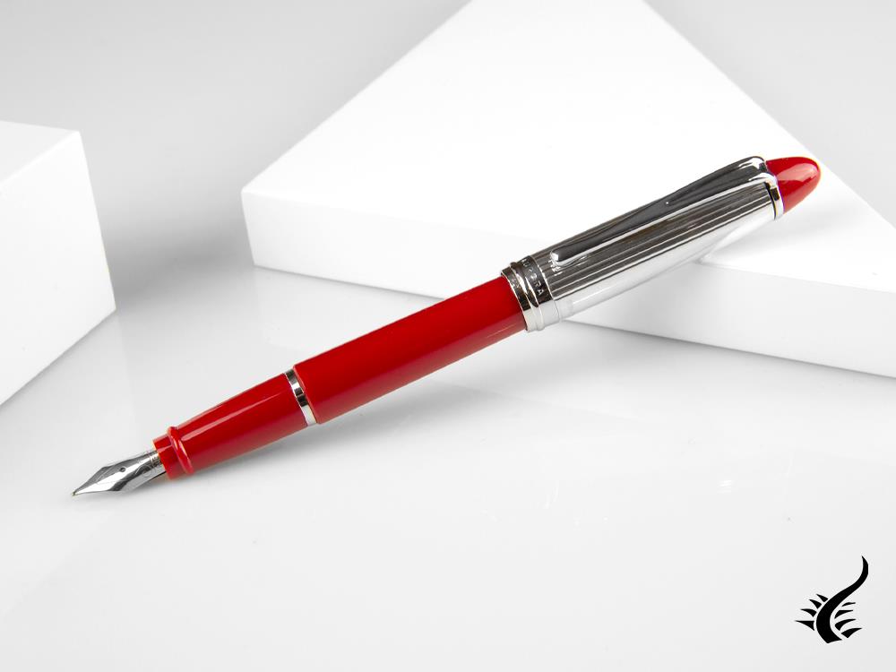 Aurora Ipsilon Fountain Pen, Resin, Red, Sterling Silver .925, B14CR