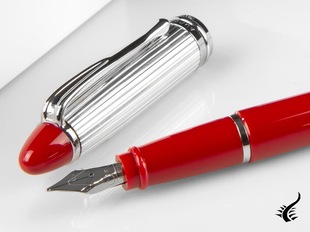 Aurora Ipsilon Fountain Pen, Resin, Red, Sterling Silver .925, B14CR