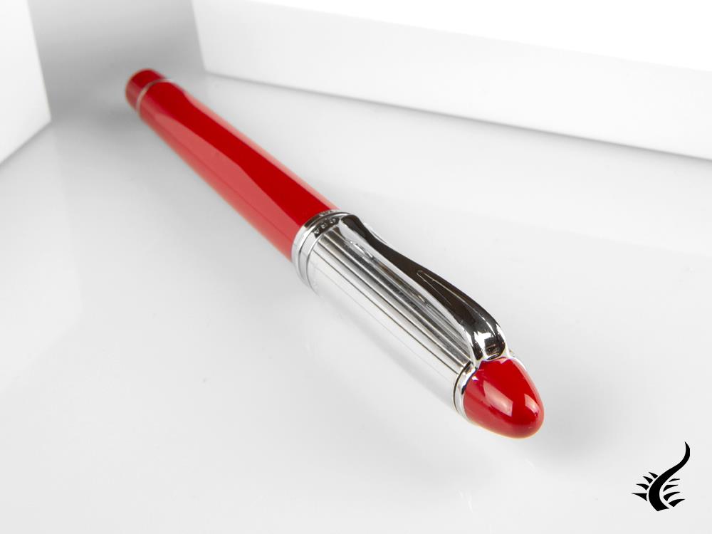 Aurora Ipsilon Fountain Pen, Resin, Red, Sterling Silver .925, B14CR