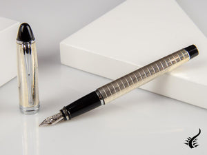 Aurora Ipsilon Fountain Pen, Silver .925, Chrome Trim, b14q