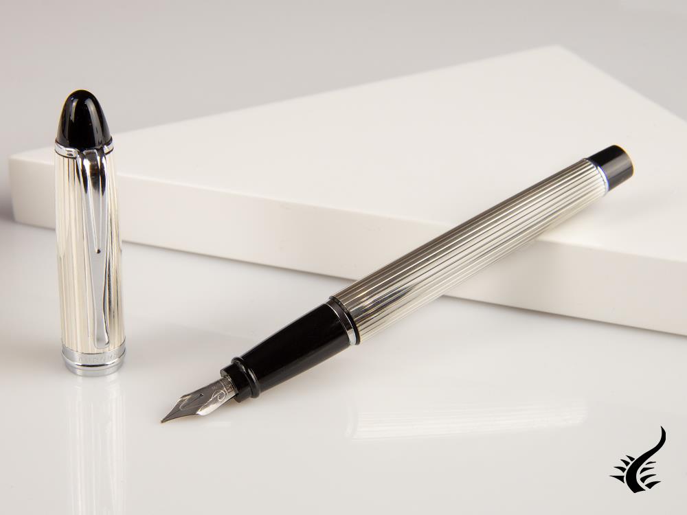 Aurora Ipsilon Fountain Pen, Silver, Silver, B14