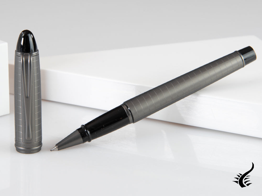 Aurora Ipsilon Full Metal Black Rollerball pen, Ruthenium, B76-RQ