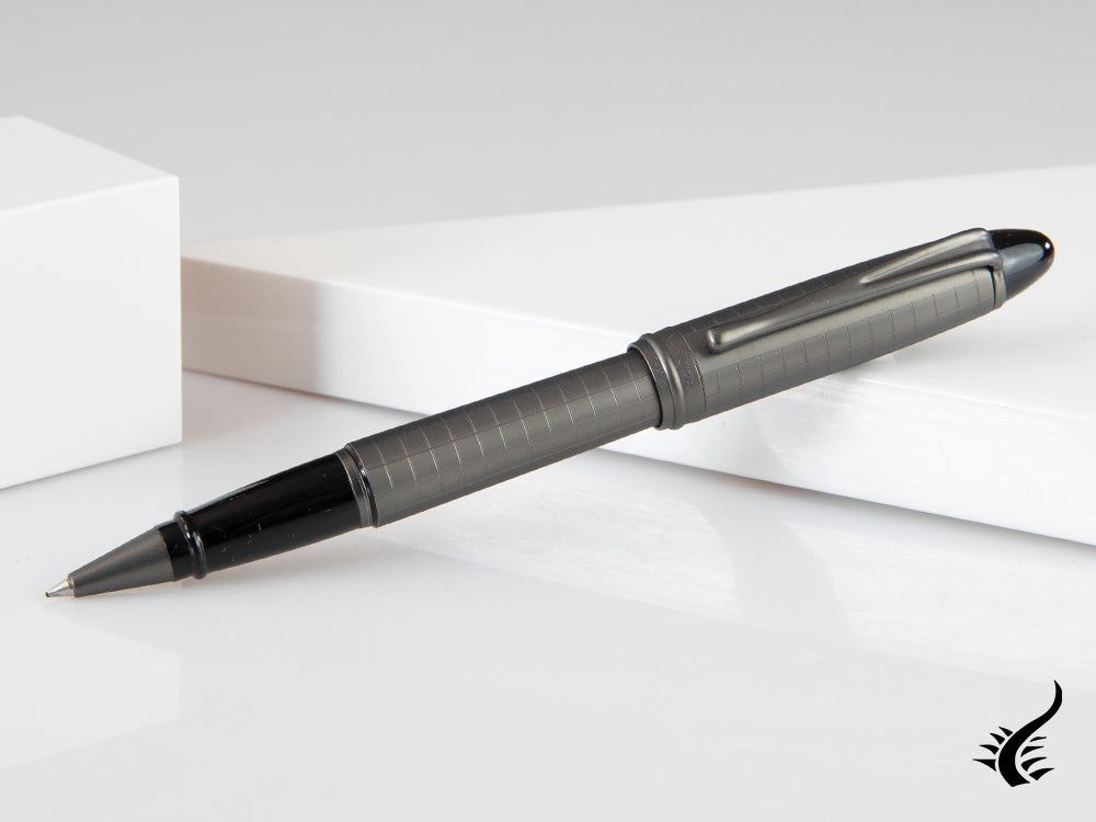 Aurora Ipsilon Full Metal Black Rollerball pen, Ruthenium, B76-RQ