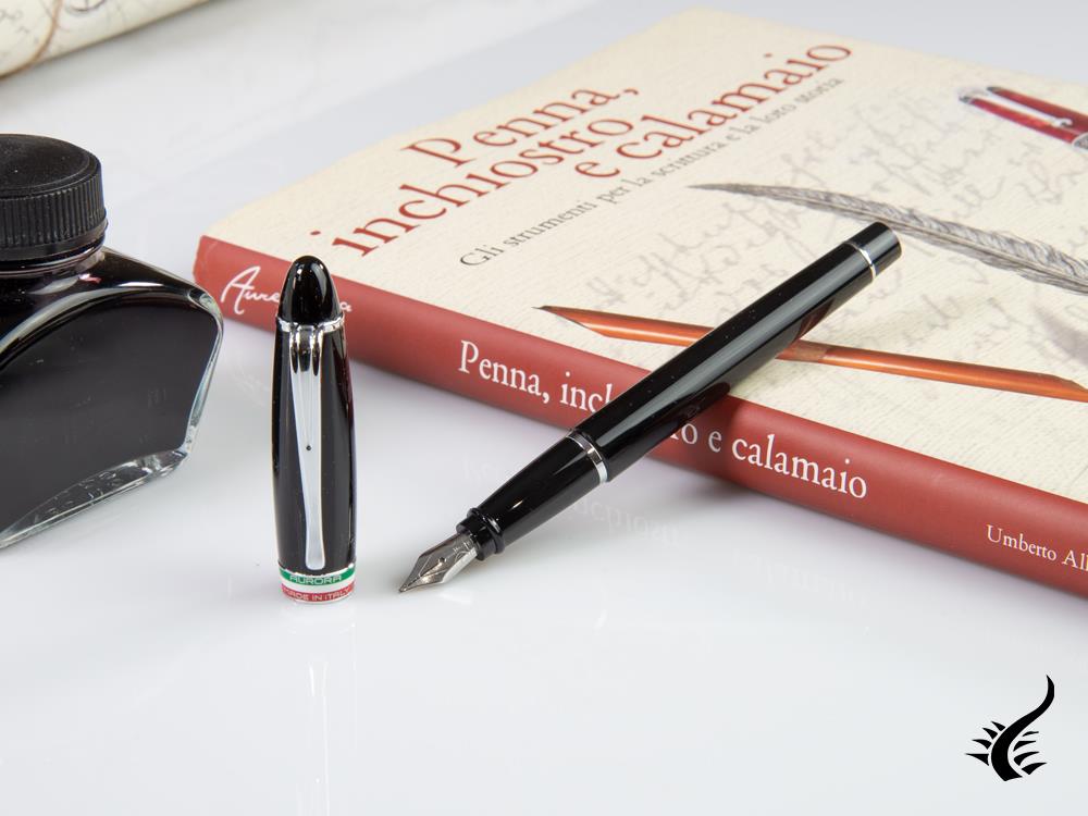 Aurora Ipsilon Italia Fountain Pen, Resin, Black, Silver, B17-N