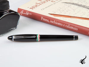 Aurora Ipsilon Italia Fountain Pen, Resin, Black, Silver, B17-N