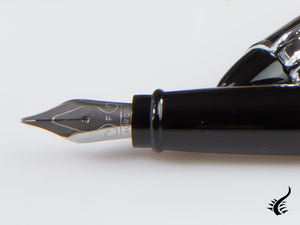 Stylo plume Aurora Ipsilon Italia, résine, noir, argent, B17-N