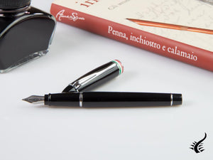 Aurora Ipsilon Italia Fountain Pen, Resin, Black, Silver, B17-N