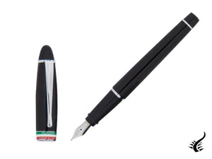 Stylo plume Aurora Ipsilon Italia, résine, noir, argent, B17-N