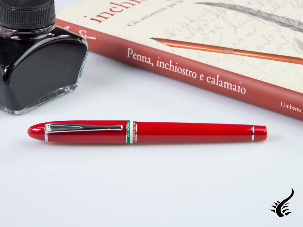 Stylo plume Aurora Ipsilon Italia, résine, rouge, attributs chromés, B17-R