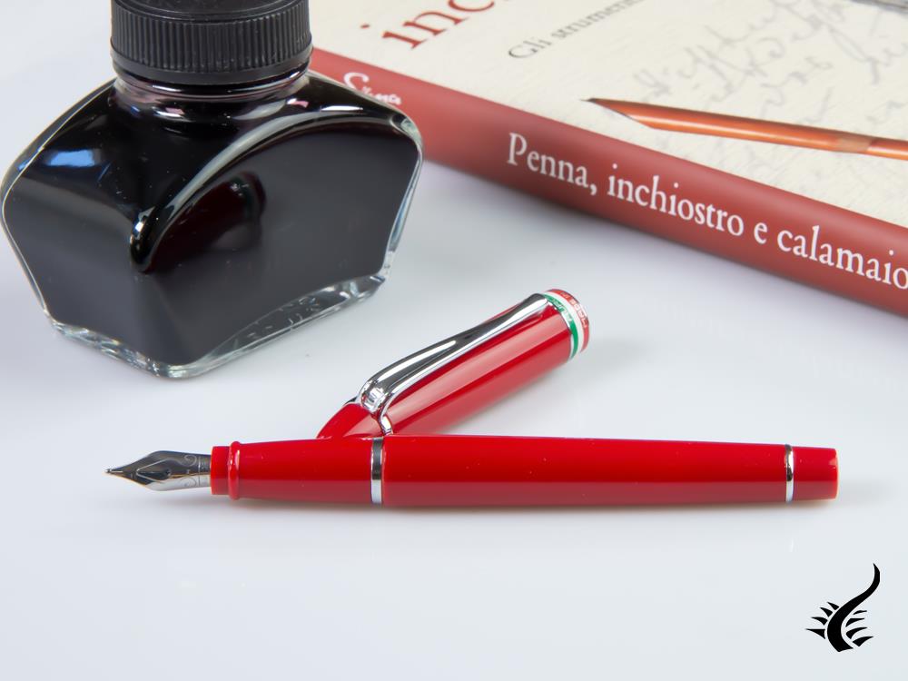 Aurora Ipsilon Italia Fountain Pen, Resin, Red, Chrome Trim, B17-R