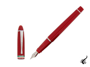 Stylo plume Aurora Ipsilon Italia, résine, rouge, attributs chromés, B17-R