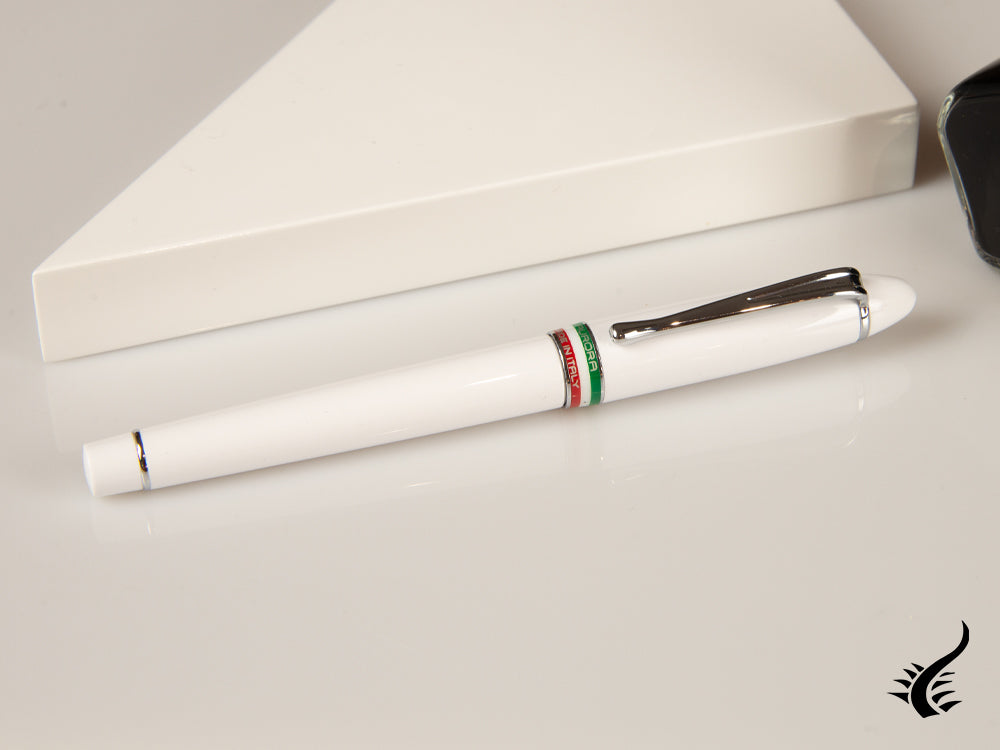 Aurora Ipsilon Italia Fountain Pen, Resin, White, Chrome trim, B17-W