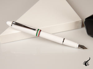 Aurora Ipsilon Italia Fountain Pen, Resin, White, Chrome trim, B17-W