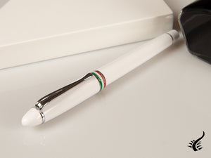 Aurora Ipsilon Italia Fountain Pen, Resin, White, Chrome trim, B17-W