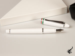 Aurora Ipsilon Italia Fountain Pen, Resin, White, Chrome trim, B17-W