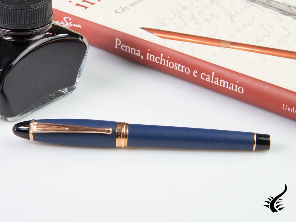 Aurora Ipsilon Matt Fountain Pen, Resin, Blue, Rose gold trim, B10-PB