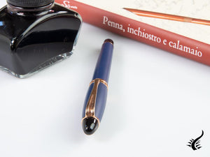 Aurora Ipsilon Matt Fountain Pen, Resin, Blue, Rose gold trim, B10-PB