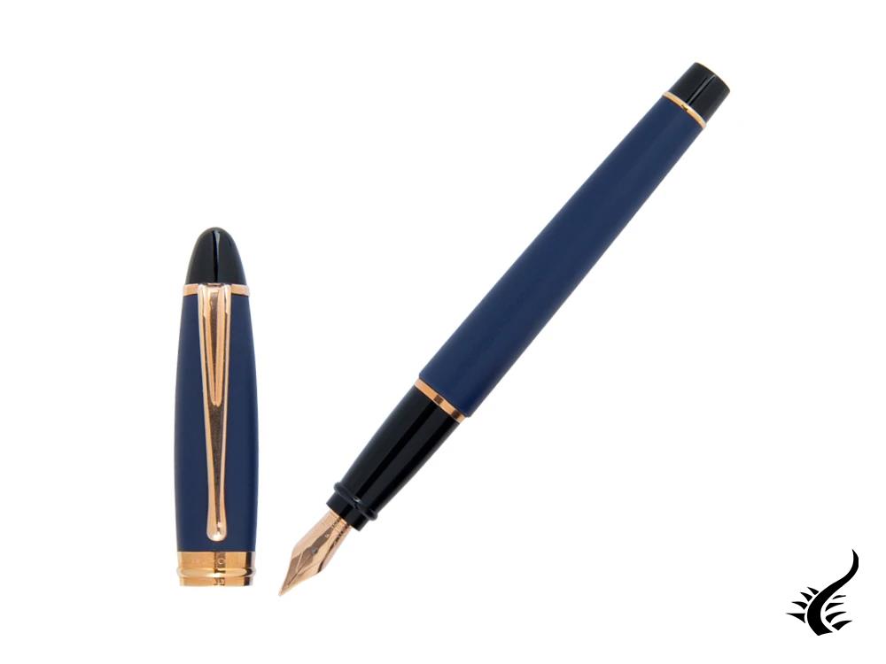 Aurora Ipsilon Matt Fountain Pen, Resin, Blue, Rose gold trim, B10-PB