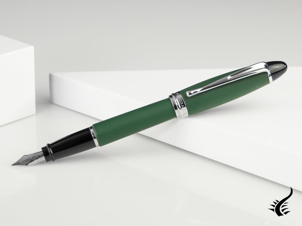 Aurora Ipsilon Matt Fountain Pen, Resin, Green, Chrome Trim, B10-V