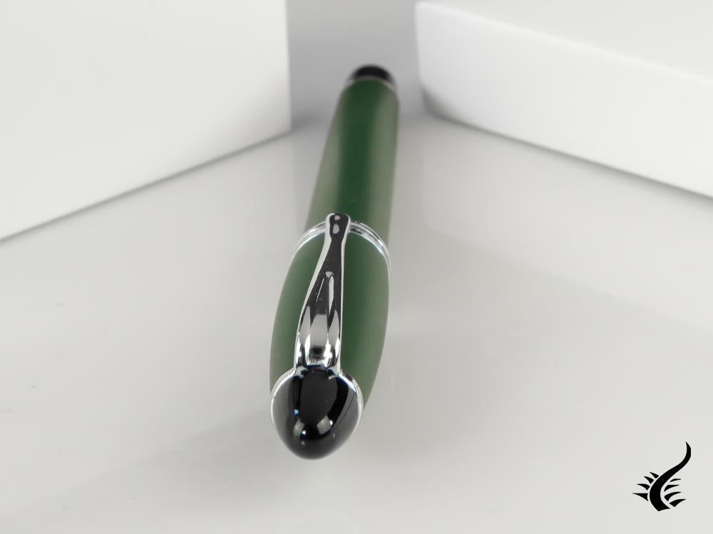 Aurora Ipsilon Matt Fountain Pen, Resin, Green, Chrome Trim, B10-V