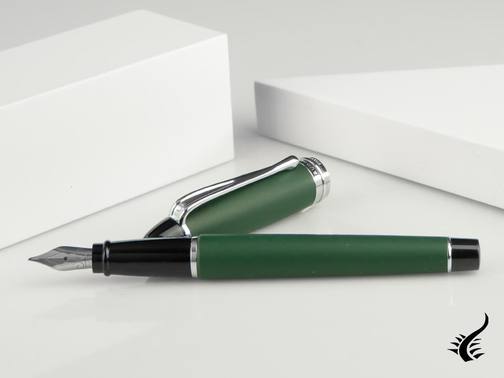 Aurora Ipsilon Matt Fountain Pen, Resin, Green, Chrome Trim, B10-V