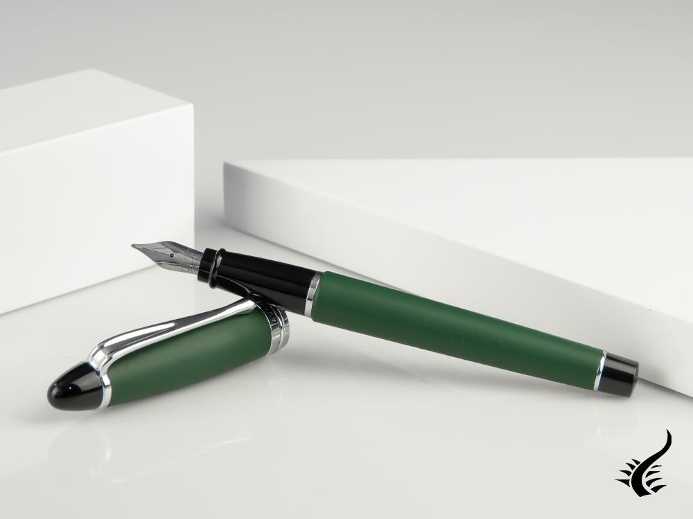 Aurora Ipsilon Matt Fountain Pen, Resin, Green, Chrome Trim, B10-V