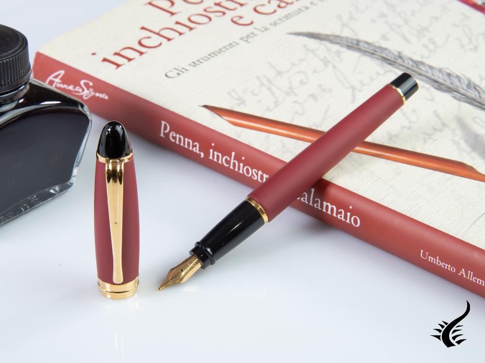 Aurora Ipsilon Matt Fountain Pen, Resin, Red, Gold Trim, B10-DX