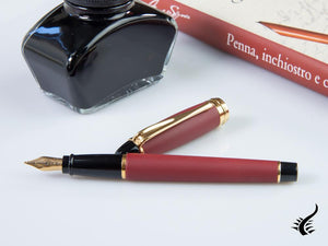 Aurora Ipsilon Matt Fountain Pen, Resin, Red, Gold Trim, B10-DX