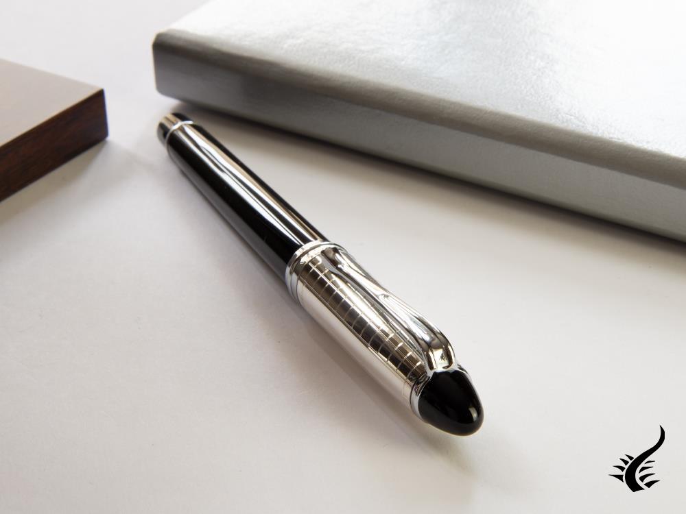 Aurora Ipsilon Quadra Fountain Pen, Resin, Black, Silver, B14CQN