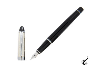 Stylo plume Aurora Ipsilon Quadra, résine, noir, argent, B14CQN