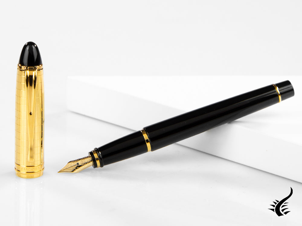 Aurora Ipsilon Quadra Gold Fountain Pen, Resin, Black, Gold, B11-DQN