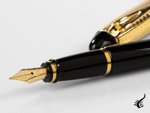 Aurora Ipsilon Quadra Gold Fountain Pen, Resin, Black, Gold, B11-DQN