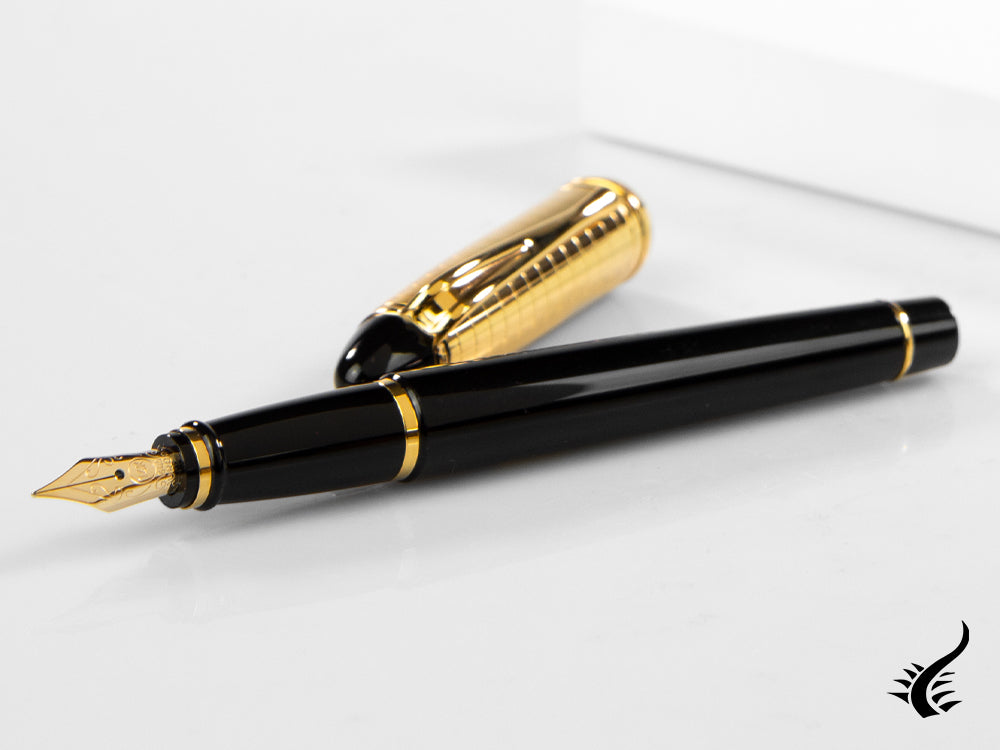 Aurora Ipsilon Quadra Gold Fountain Pen, Resin, Black, Gold, B11-DQN