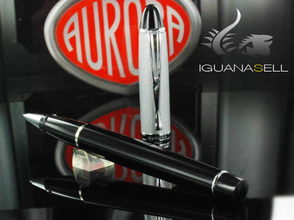 Aurora Ipsilon Rollerball pen, Black Resin, Chrome trim, B71CD