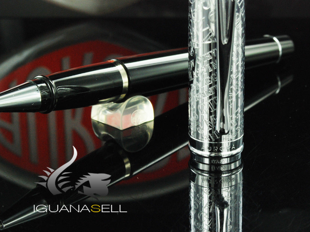 Aurora Ipsilon Rollerball pen, Black Resin, Chrome trim, B71IT