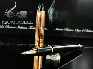 Aurora Ipsilon Rollerball pen, Black Resin, Rose gold trim, B71PQN