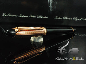 Aurora Ipsilon Rollerball pen, Black Resin, Rose gold trim, B71PQN