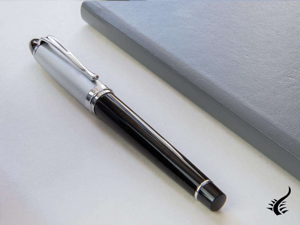 Aurora Ipsilon Rollerball pen, Resin, Chrome trim, Black, B71C