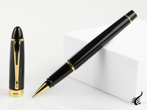 Aurora Ipsilon Rollerball pen, Resin, Gold trim, Black, B72-N