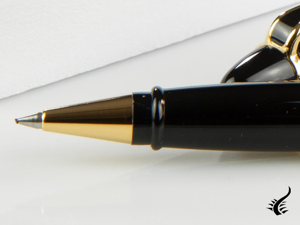 Aurora Ipsilon Rollerball pen, Resin, Gold trim, Black, B72-N